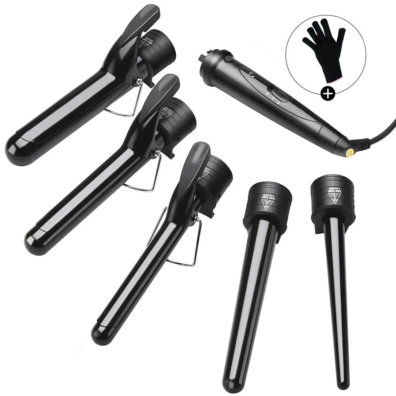 5 In 1 Clip Hair Iron Curls Anti-Scalding Hair Curling Iron Professional LCD Display Hair Curler Set