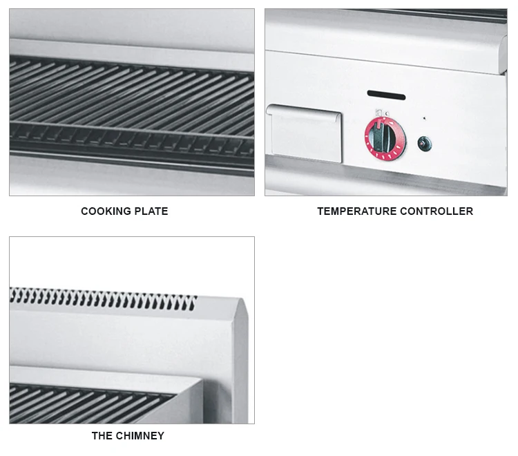 Commercial Gas BBQ Grill Stainless Steel and Cast Iron with Lava Rock for Roasting Industrial Metal Gas Grill