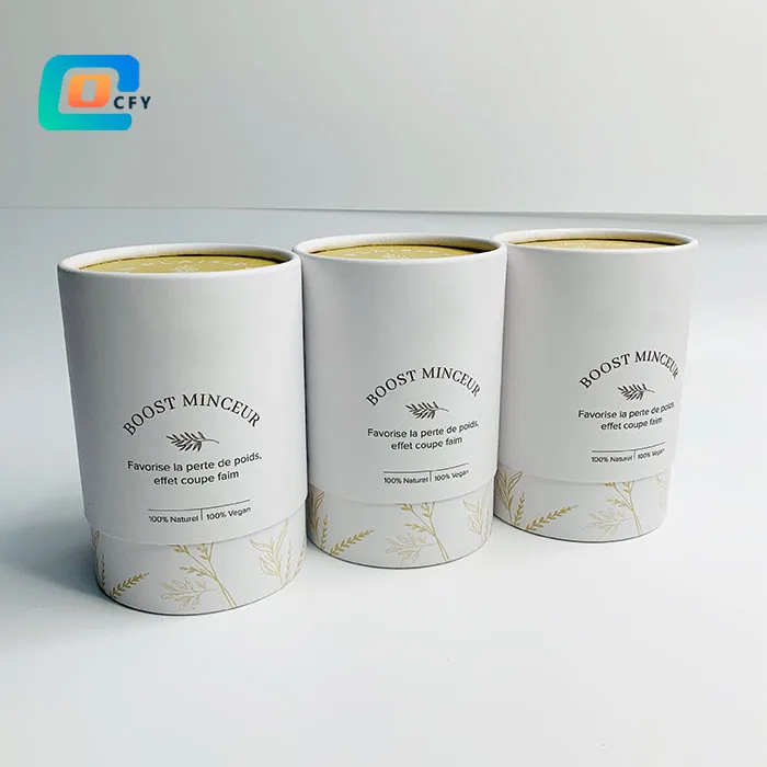 Eco-Friendly Packaging Cardboard Round Box Herbal Tea Spice Collagen Protein Powder Packaging Tube disposable paper container