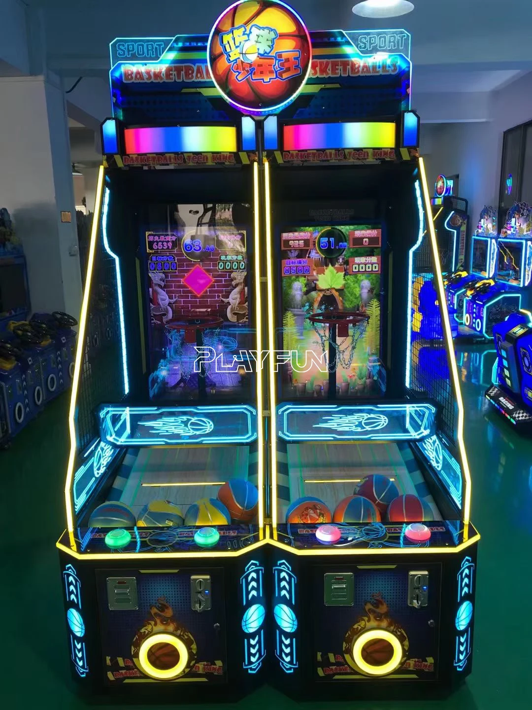 2024 New Coin Operated Kids Arcade Teen King  Sports Basketball Shooting Game Machine with 42inch LCD Video