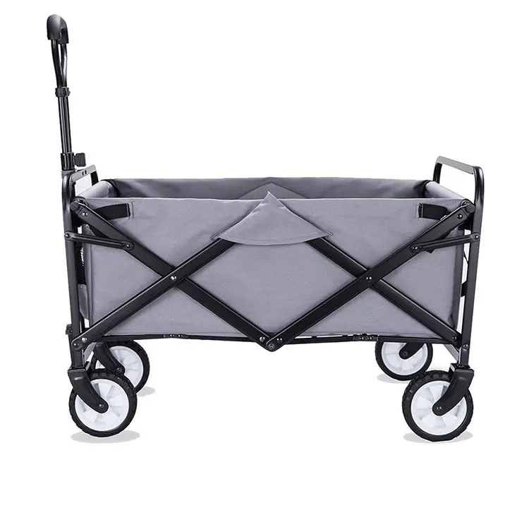 Collapsible Sturdy wide wheels metal shopping wagon folding beach trolley cart