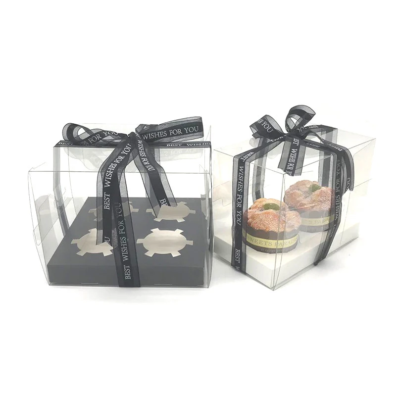 
Wholesale Food Grade Cupcakes Box for 2 4 6 12 PVC PET Mini Muffins boxes with Inserts Clear Cupcake Boxes 