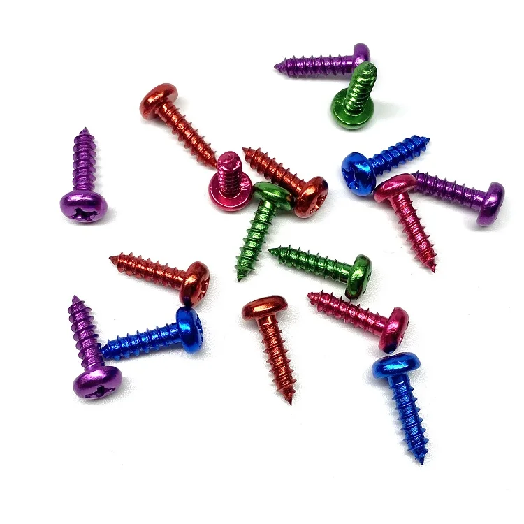 OEM ODM colorful anodizing screw phillips self tapping pan head m2 m3 m4 aluminum screw color