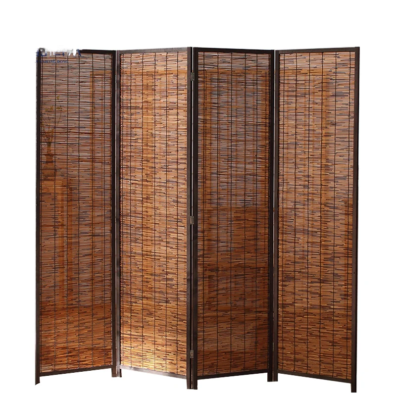 Movable Wooden Folding Screen for Living Room Foyer or Hotel Floor to Ceiling Room Divider Partition