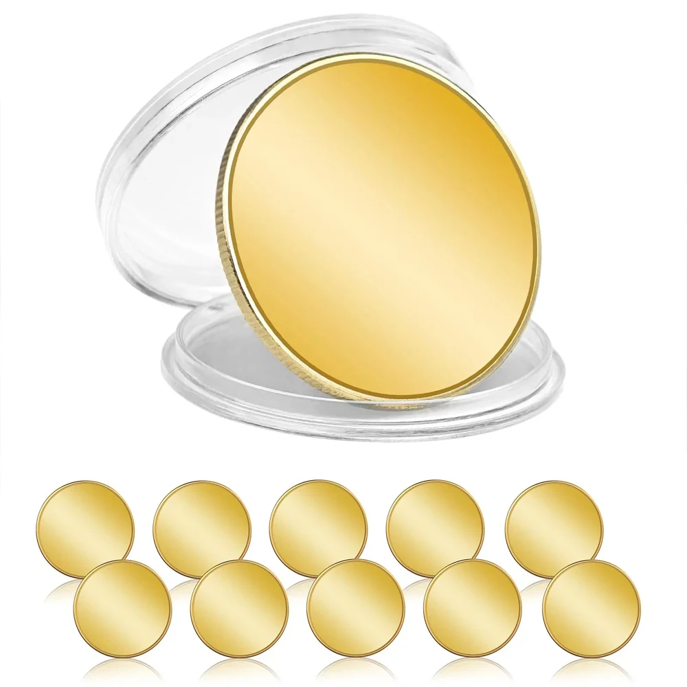 Blank Challenge Coin Co2 Laser Engraving Blank Coins Solid Brass Zinc Alloy Silver Plated Pattern For DIY Crafts Engraving