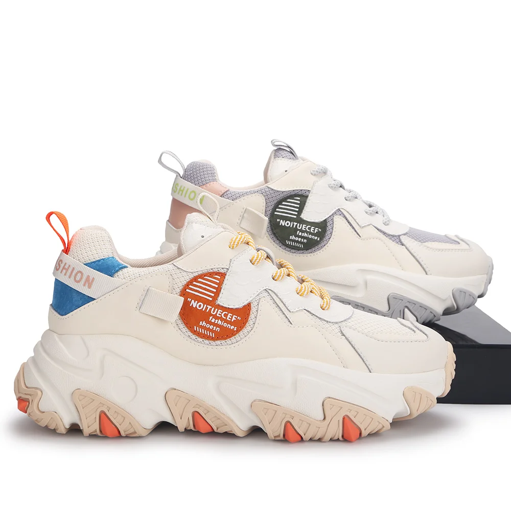 
 Женские повседневные кроссовки на массивной подошве, женские кожаные спортивные модные удобные кроссовки  