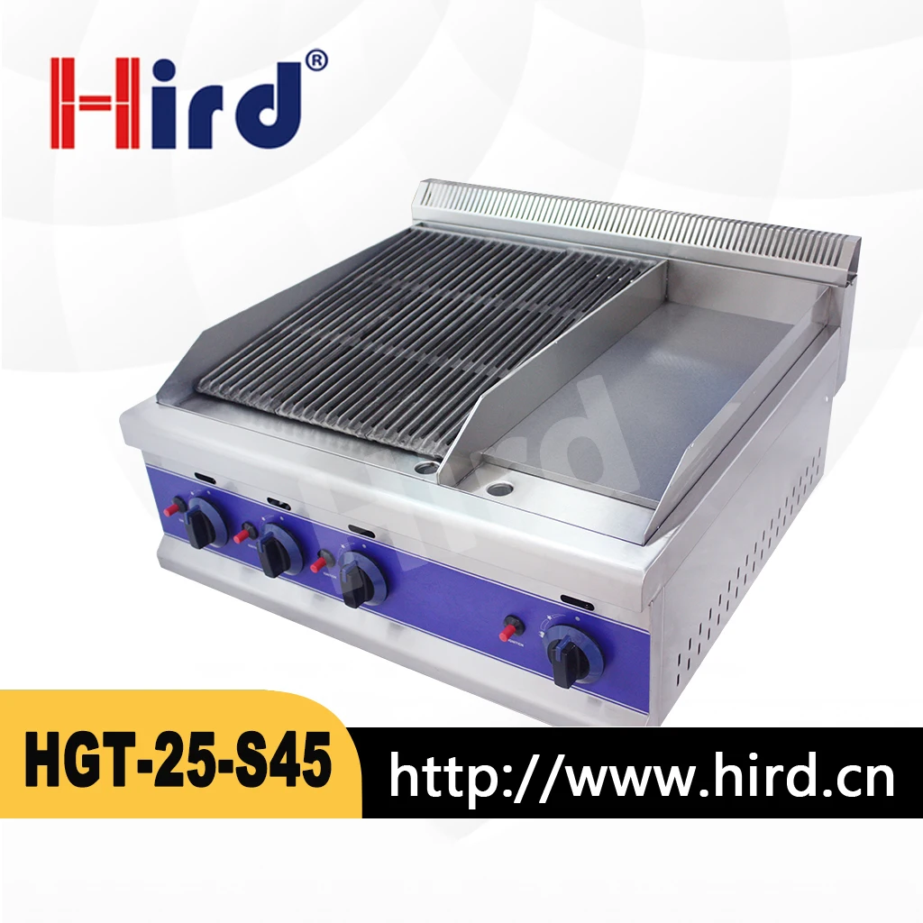Stainless Steel Gas Lava Rock Grill and Griddle with Flat Plate