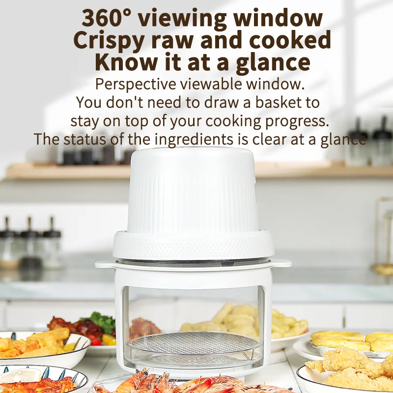 3L Visual Glass Pot Oil-Free  Air Fryers and Mini Electric Deep Fryer Non Stick Air Fryers