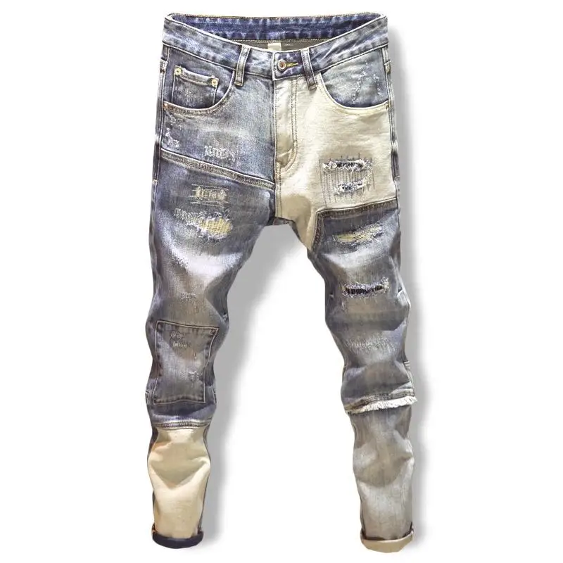 New arrival spring summer 2024 fashion street slim fit custom jeans purple brand jeans denim ripped mens