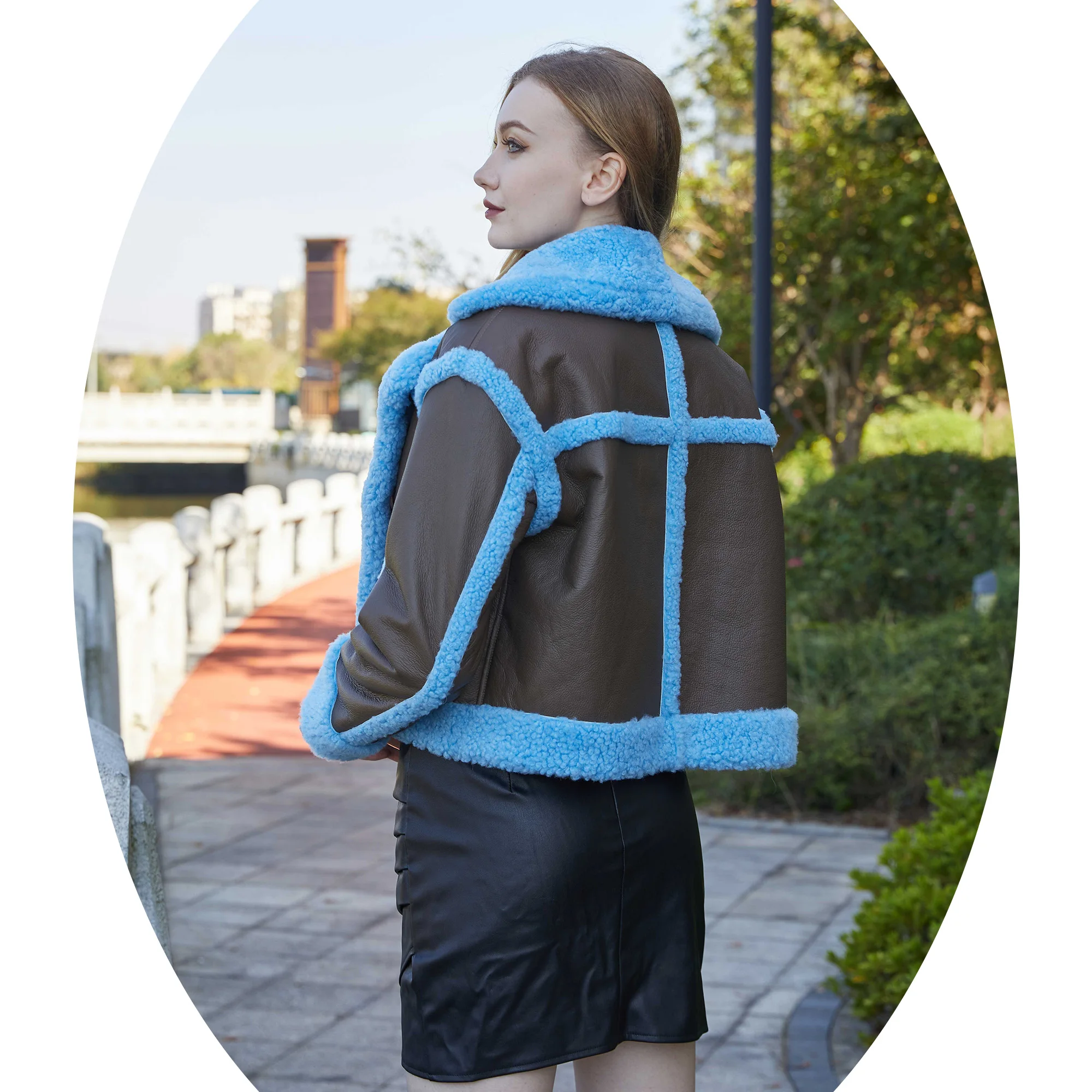 Janefur New Style Short Genuine Sheepskin Leather Jacket Fashion Winter Thick Women Cropped Shearling Coat