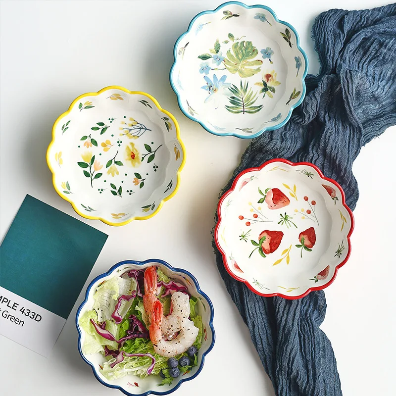 Ceramic Rice Soup Salad Bowl Home Use Glazed Dishes Bowls