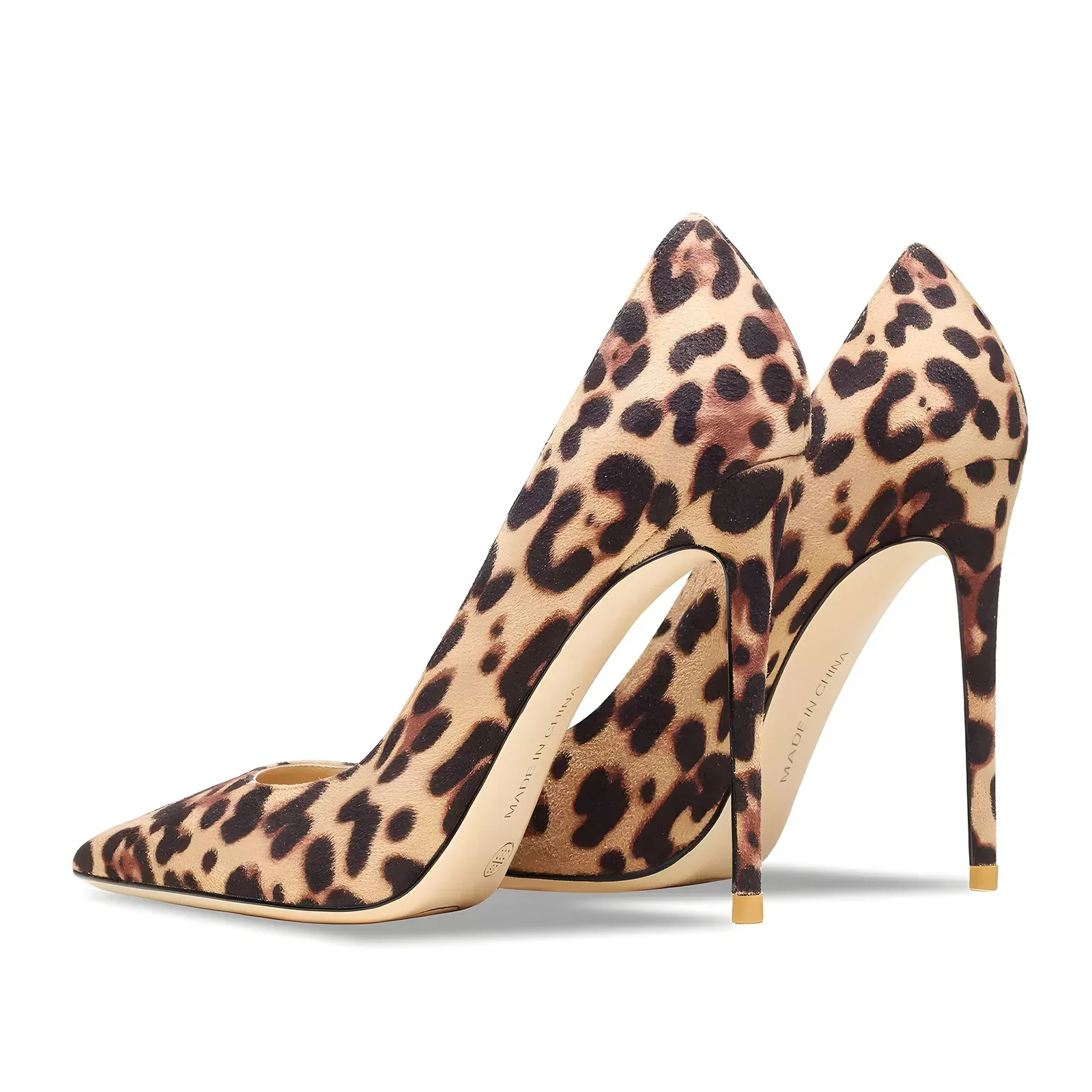 Drop Shipping 2024 New Arrival Pointy Toe Microfiber Leather Stiletto High Heel Leopard Party Club Show Shoes for Women