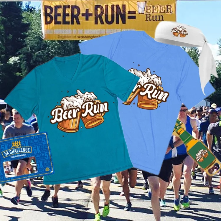 Wholesale Beer Run 6k Fun Run & Beer Fest V Neck Sublimate Quick Dry Running Beer Cooler Shirts For Men Printing