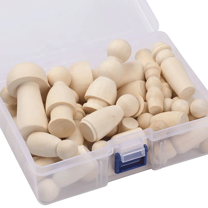 wholesale 42pcs unfinished wood peg dolls wooden diy doll family