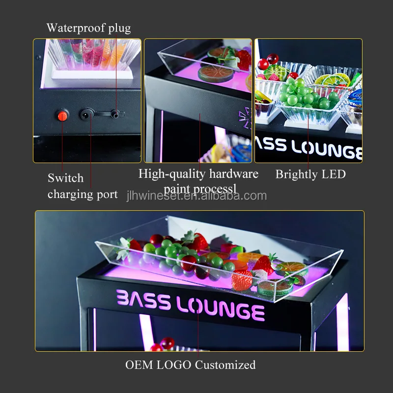 factory manufacturer Custom wholesale serving trays Luminous LED Lighting decorative For bar KTV Night Club