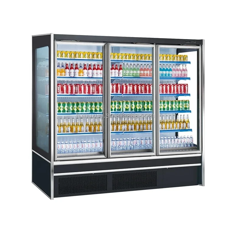 Remote compressor Stand glass door Open Display Chiller / Drink Refrigeration Equipment for Supermarket