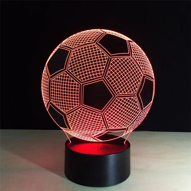 Boys Football Club Logo 3D Illusion Lamp Kids Football Fans Gift LED Night light for Home Bedroom Decor