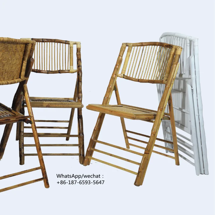 Outdoor garden white Bamboo Folding chair for rentals