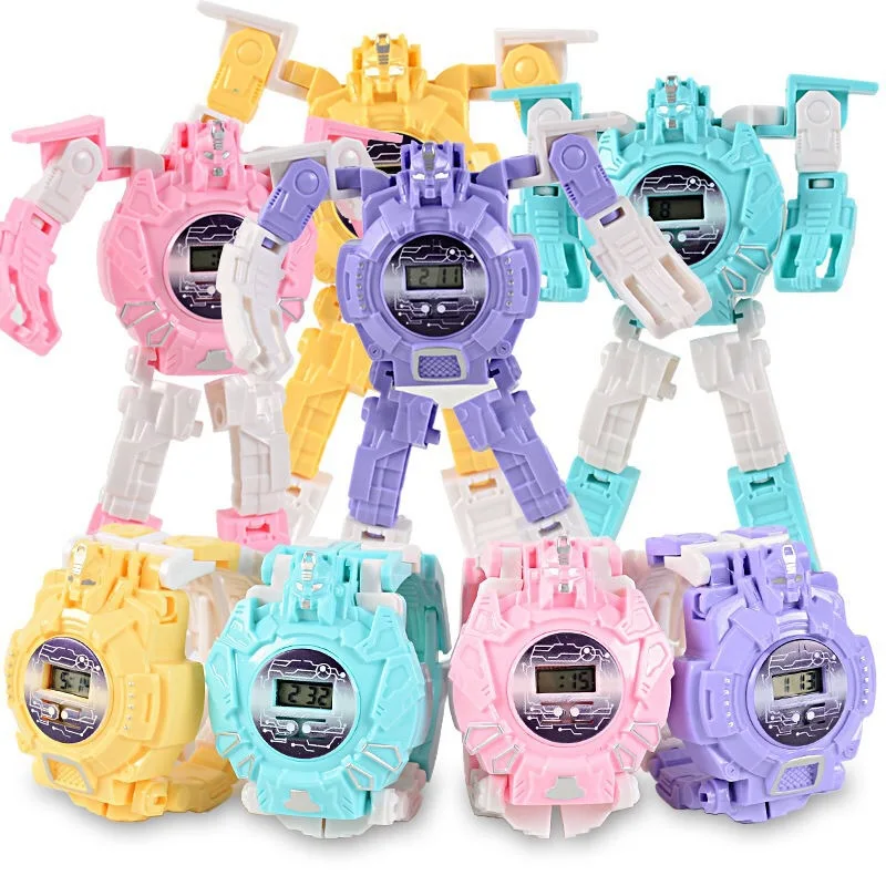 
Hot Sale Toy Electronic Cartoon Transformer Robot Child Digital Watch 