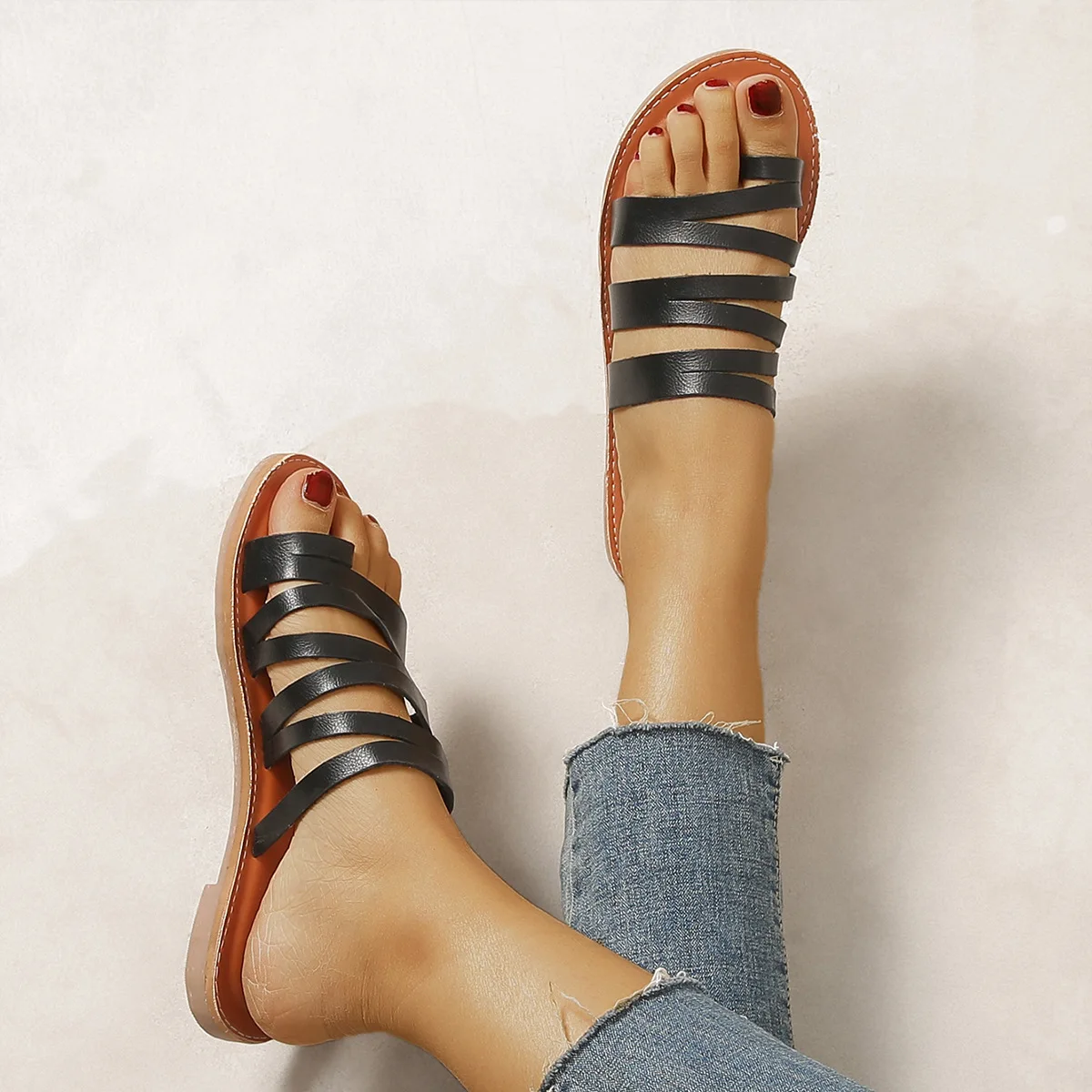 PDEP hot sale simple design basic summer women flat slippers outdoor casual ladies comfortable flat sandals