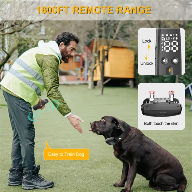 iPetDog EXW price Anti bark pet shock collar waterproof electric anti bark dog training collar with 1600FT control remote