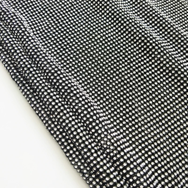 3MM Luxury Sparkle Black Aluminum Metal Diamond Rhinestone Chain Metal Crystal Fabric Sheet For Women Bags