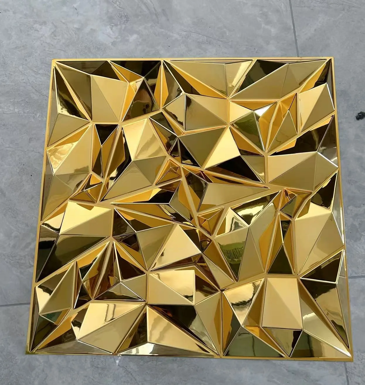 High glossy Electroplating bright gold 3d pvc wallpaper home background Wall Tile Stickers 3d wall panel pvc