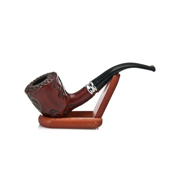 Wholesale  Brown Resin Smoking Pipe Handcrafted Short Traditional Classic Pattern Engraved Wooden Smoking Pipes