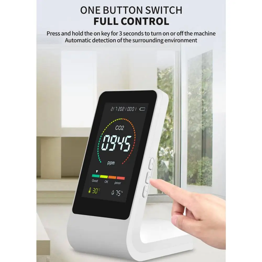 2022 Popularity Portable Carbon Dioxide Detector Temperature Wireless Humidity Air Quality Desktop Indoor Co2 Meter Monitor