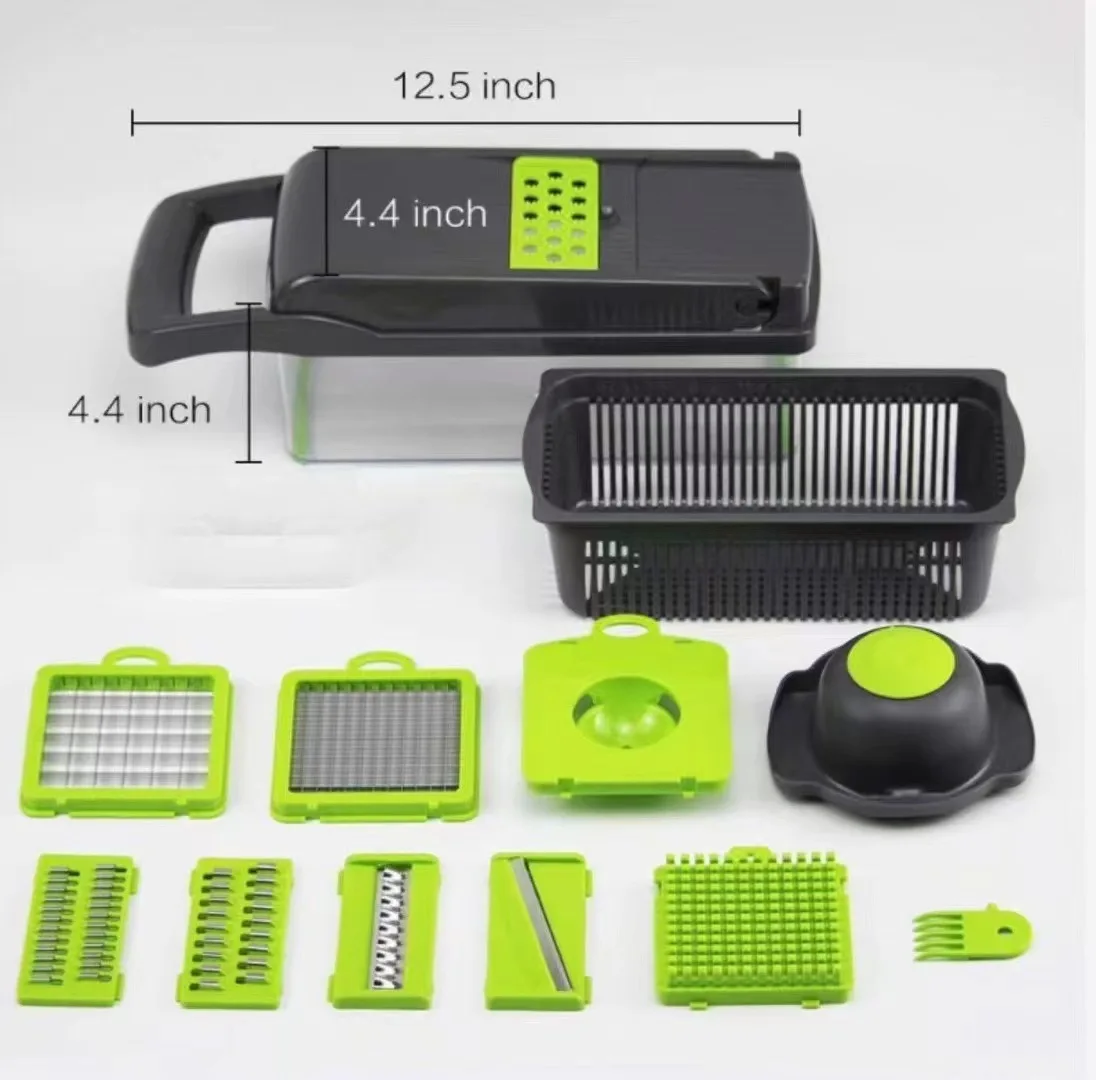 12 in 1 Multifunctional Vegetable Cutter Shredders Slicer With Basket Fruit Potato Chopper Carrot Grater Slicer Mandoline