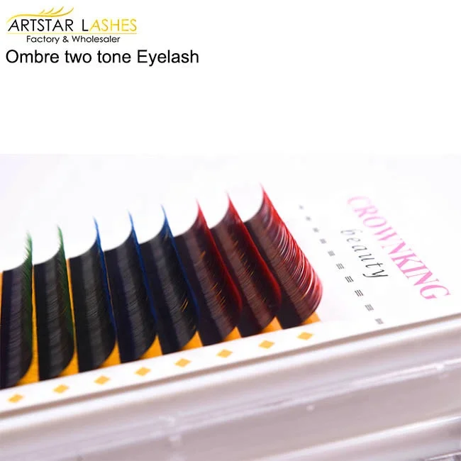 Ombre Color Bundle Eyelash Extensions False Silk Mink Eyelashes private label  Handmade Wholesale