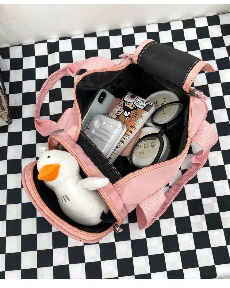 New design Black nylon ladies mini pink hand bag women waterproof mini gym bag female shoulder bag