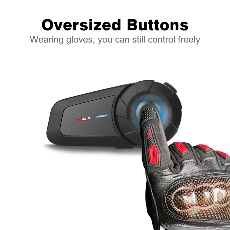 MAXTO Motorcycle Helmet Bluetooth Intercom Earphones for Two 800 meter Intercom with Music Sharing Helmet Bluetooth Earphones