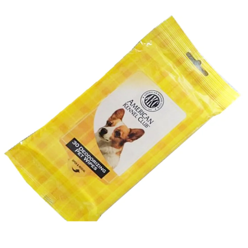 Маленькая упаковка, Дезодорирующие Салфетки для домашних животных, очищающие салфетки для ухода за домашними животными, 30ct, коготь, упаковка с потоком, 30000 пакетов, Lemongrass 50gsm (опционально)