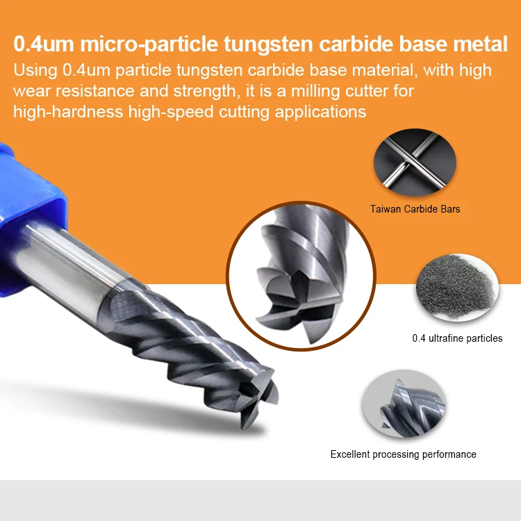 2t 4t hrc55 carbide cutter 4flute end mill fresa metal duro topo 55hrc