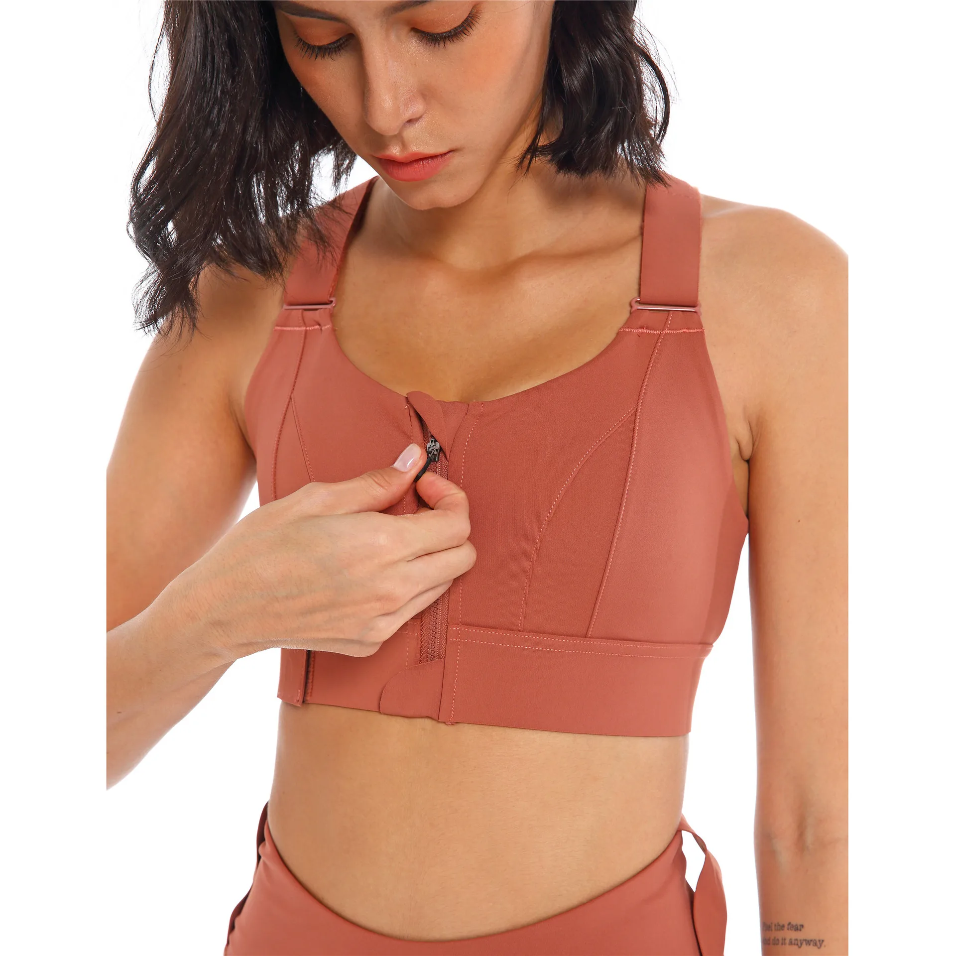 Women Push up  big plus size s-5xl sport bra with large zipper soft support  Front bra with Adjustable hook Shoulder