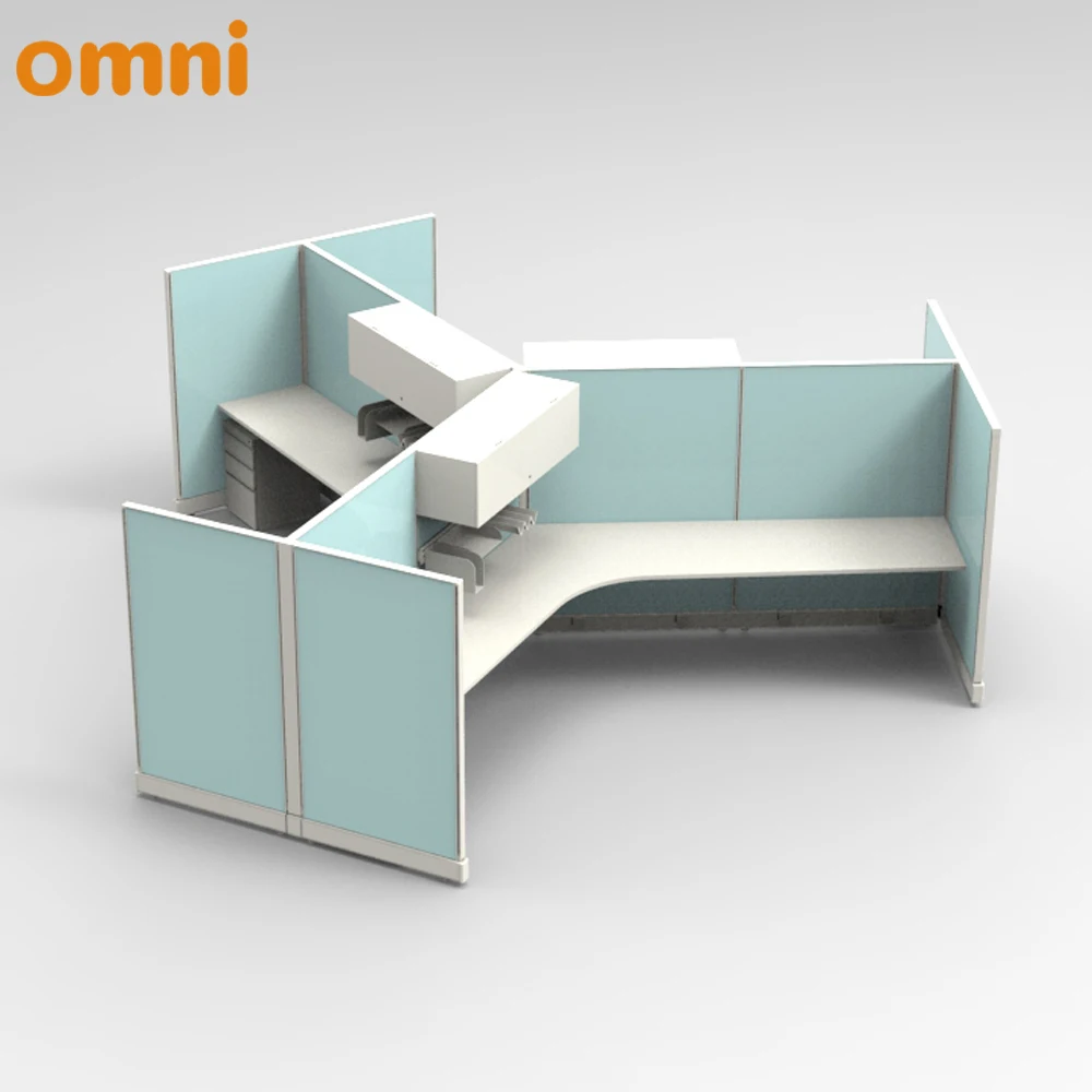 Modular Office Furniture 3 Ways 120 Degree Partitions Connection Call Centre Office Cubicles Workstations for 3 Person