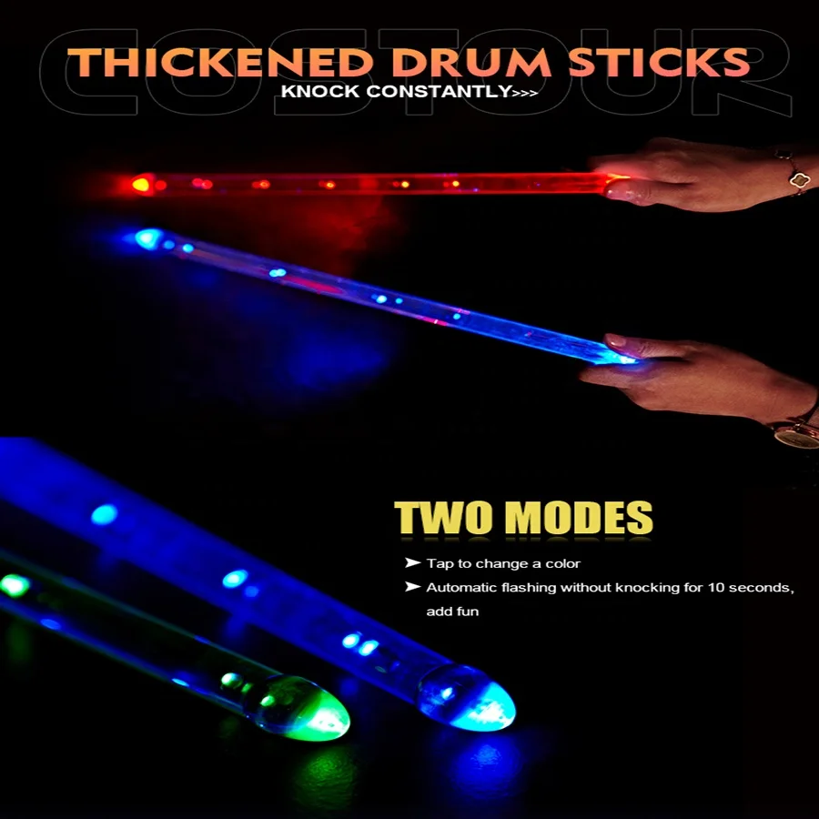 Rechargeable Electronic Drumstick With Open Button Light Color With Each Beat For Performance