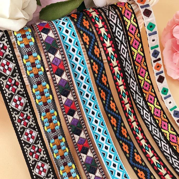 wholesale ethnic style jacquard webbing polyester diy clothing home textile accessories