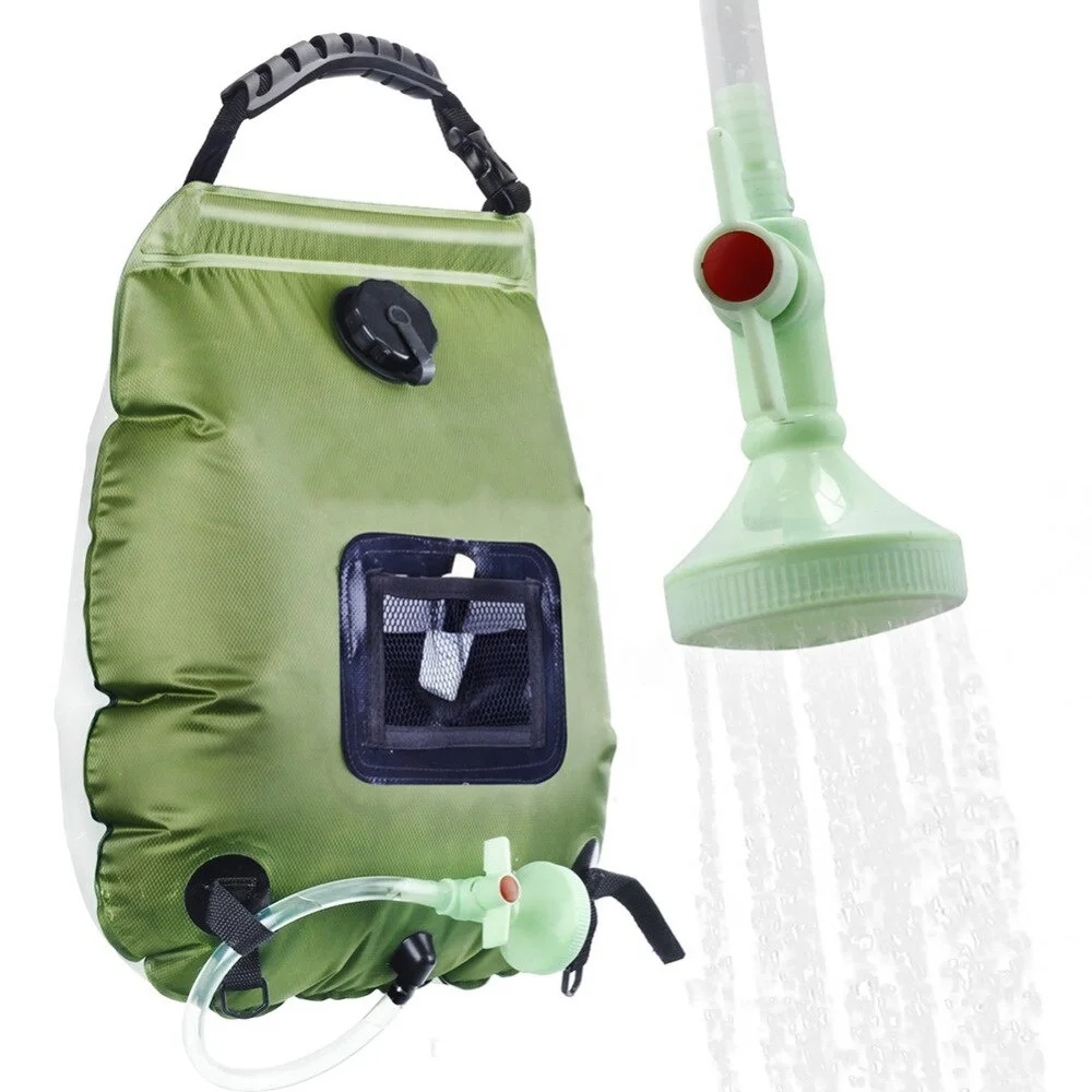 20L Portable Outdoor Camping Shower Bag Solar Heat Hiking Travel Foldable Water Bag Large Capacity Water Storage Bath Equipment