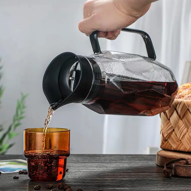 Wholesale borosilicate glass cold brew maker airtigh iced cold brew coffee maker glass coffee pot with filter