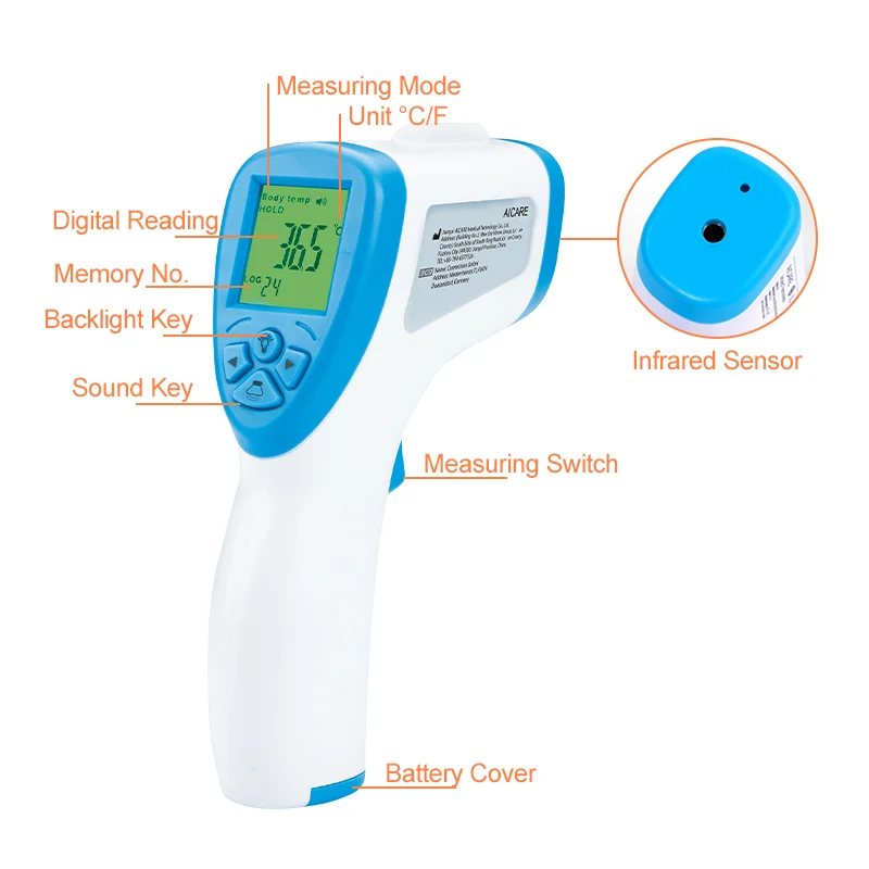 
Hot Selling Non-Contact Digital Thermometer Laser LCD Display Laser Digital Infrared Thermometer 