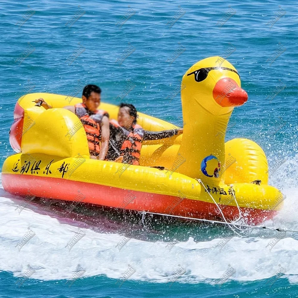 Zhenmei Commercial Most Durable Water Towable Boat Inflatable Yellow Duck Boat Floating Water Ski Boat For Sale