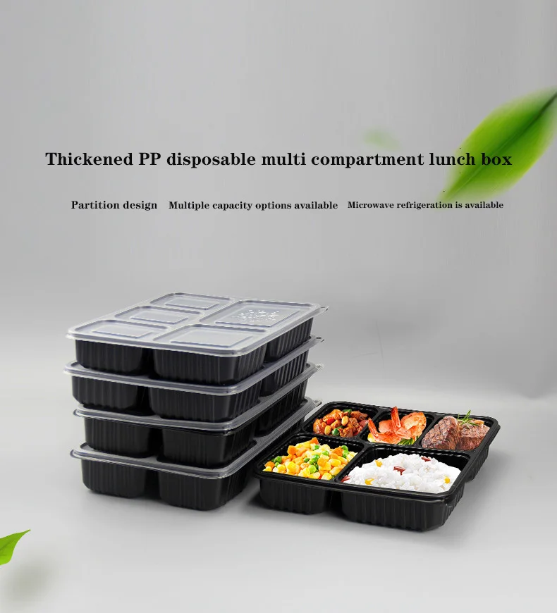 Japanese Style Rectangular Disposable Fast Food Takeout Box Sushi Bento Dividing Box for Party Plates