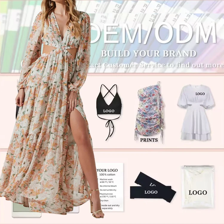 2024 Latest Vintage Summer Casual Long Dress Ladies Beach Boho Chiffon Maxi Floral Printed Dresses For Women Elegant