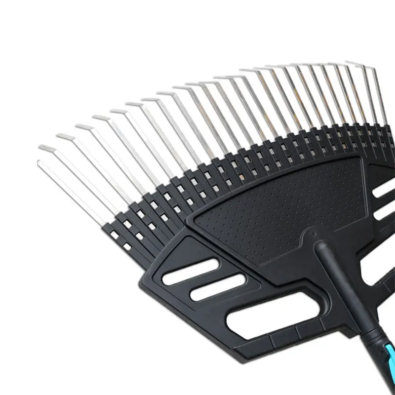 Factory Expandable Adjustable Farm Lawn Grass Leaf Garden Rake Steel and Plastic Yard Turf Hand Rake for Agricultural Use
