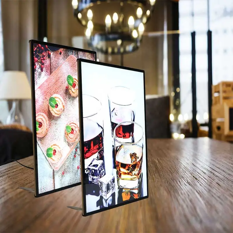 Настольный лайтбокс фоторамка Алюминиевый зажим постер со светодиодной подсветкой