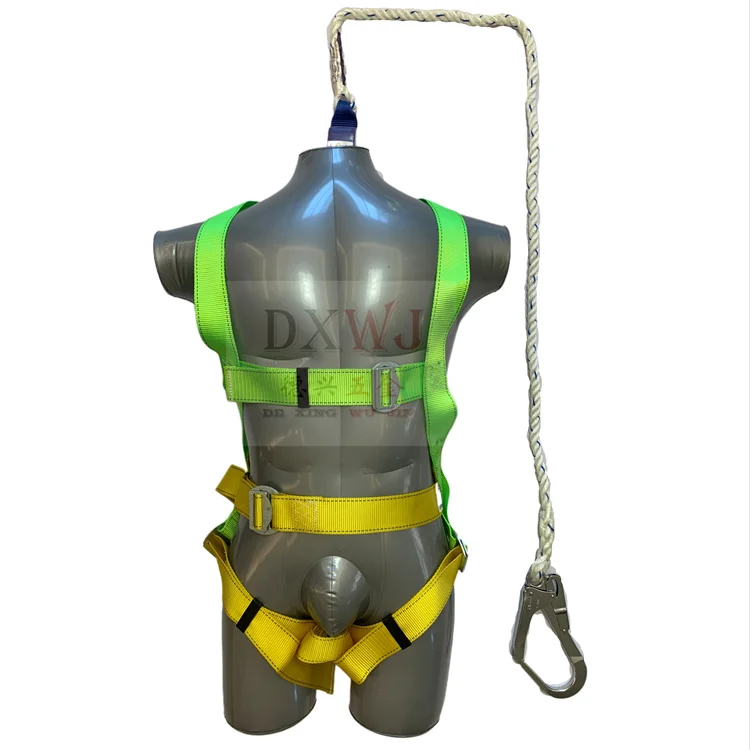 Adjustable Mountain Climbing Full Body Harness Tactical Belt Climbing Harness with Lanyards and Big Hooks Safety Belt