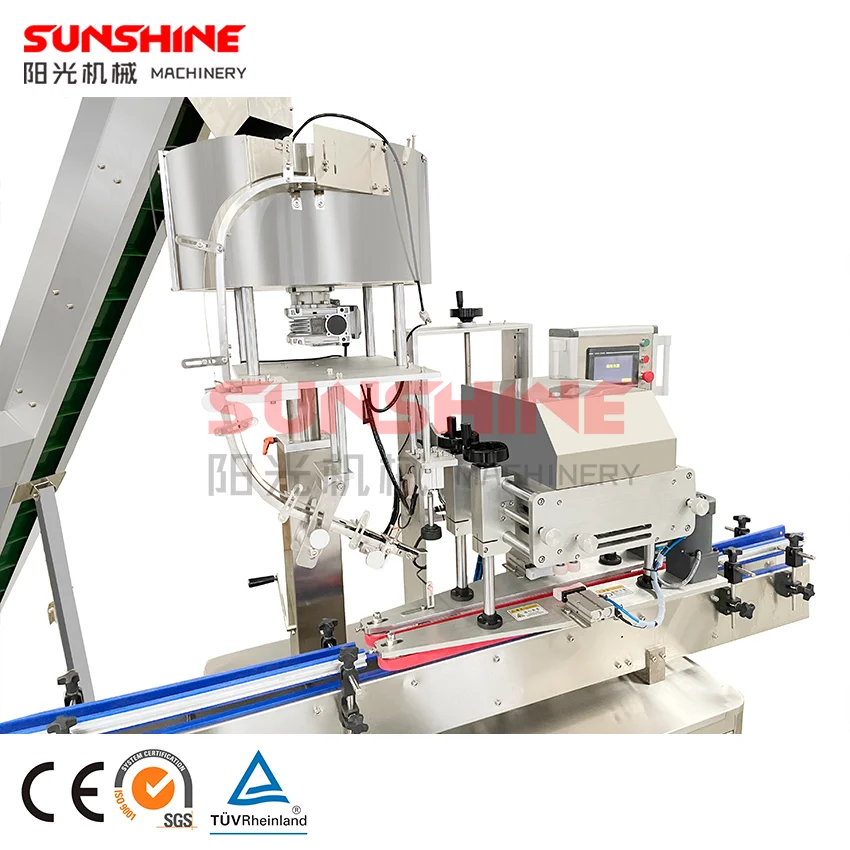 Automatic linear four wheel round cap capper plastic bottle screw sealing machine multifunctional capping machine