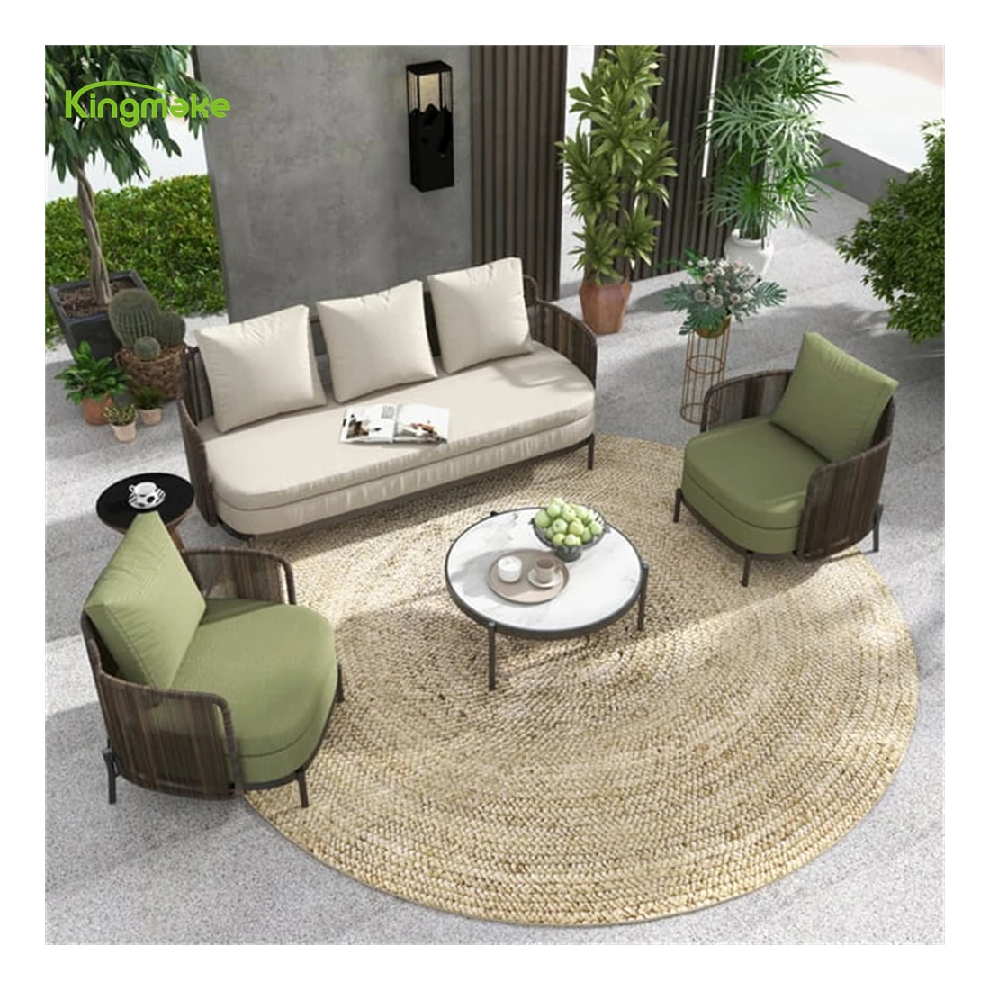 Outdoor aluminum sofa set 4 pieces garden sofa set furniture rope home and wicker garden furniture rattan sofa set